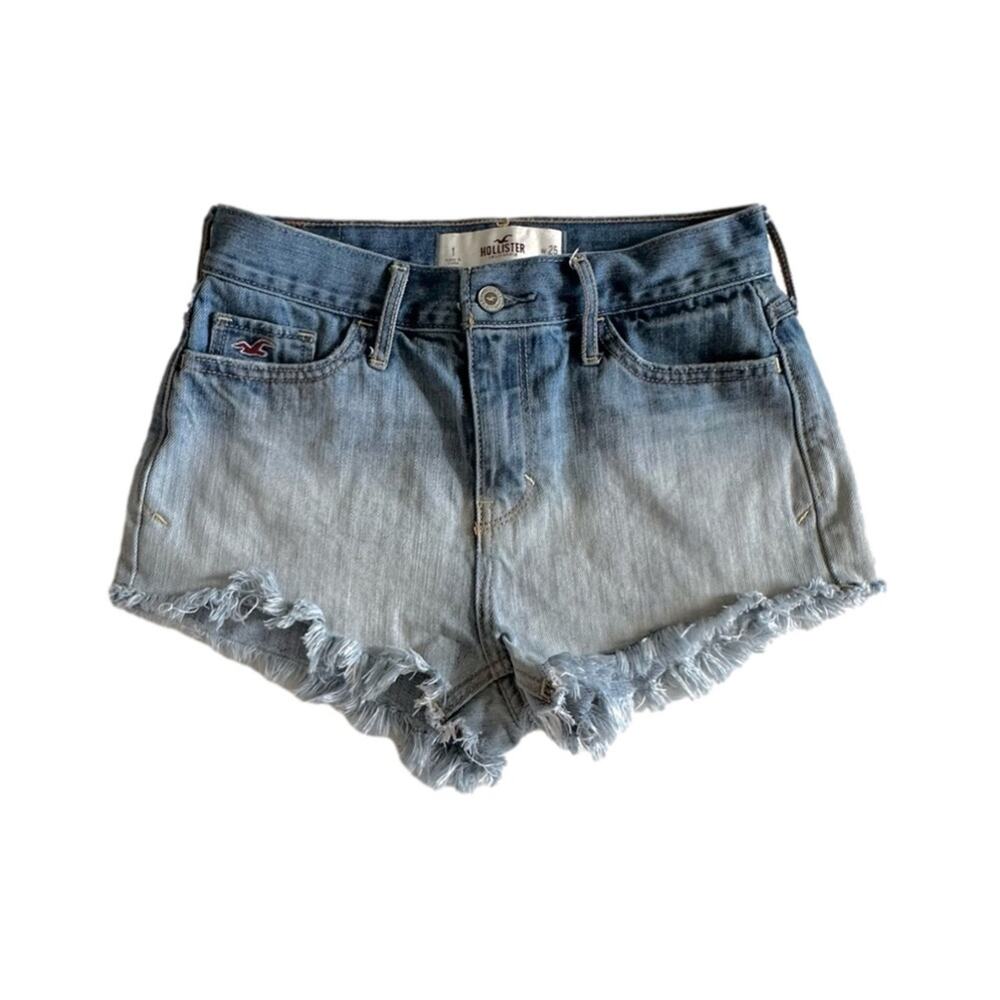 Hollister Jean Shorts Ombré Bleached Distressed Frayed Hem Denim Junior Size 1